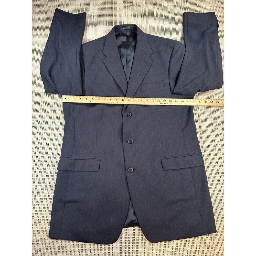 Polo University Club Ralph Lauren Mens 42L Blue Pinstripes Three Button Vintage